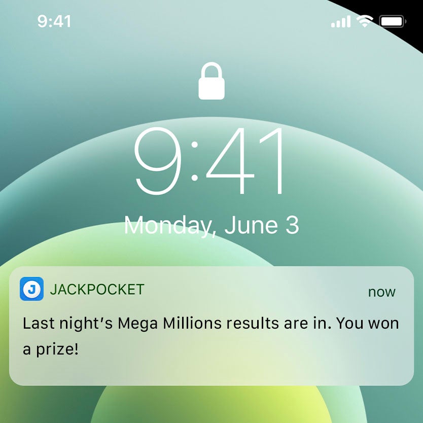 Jackpocket winning notification 