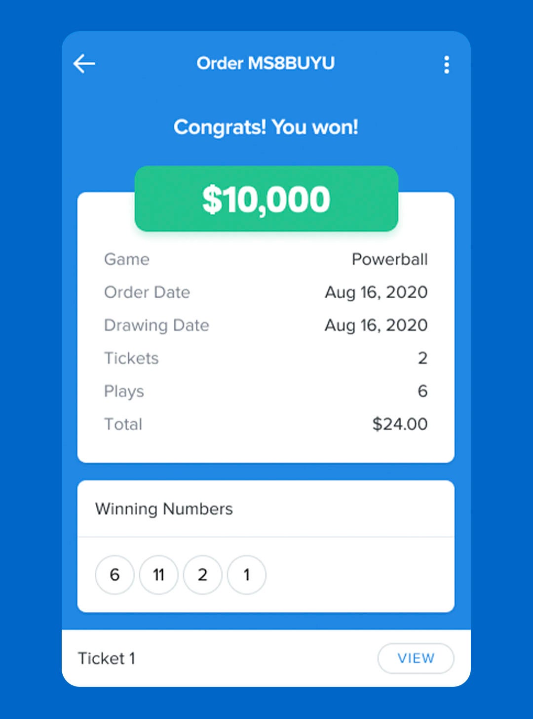 winning the lottery online