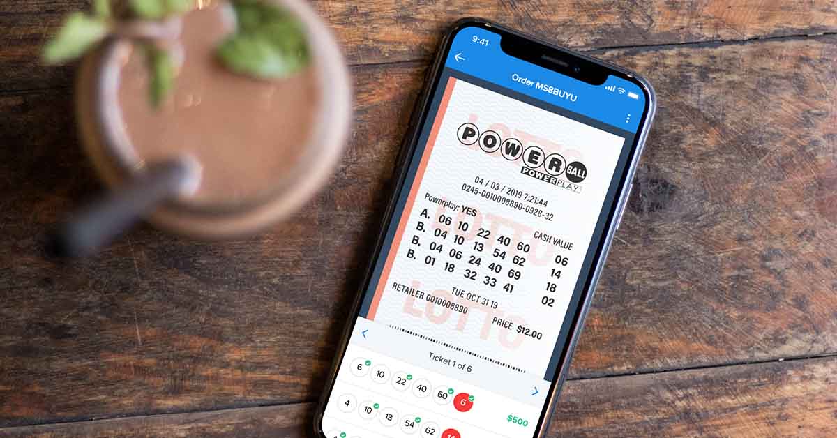 Powerball ticket on Jackpocket app