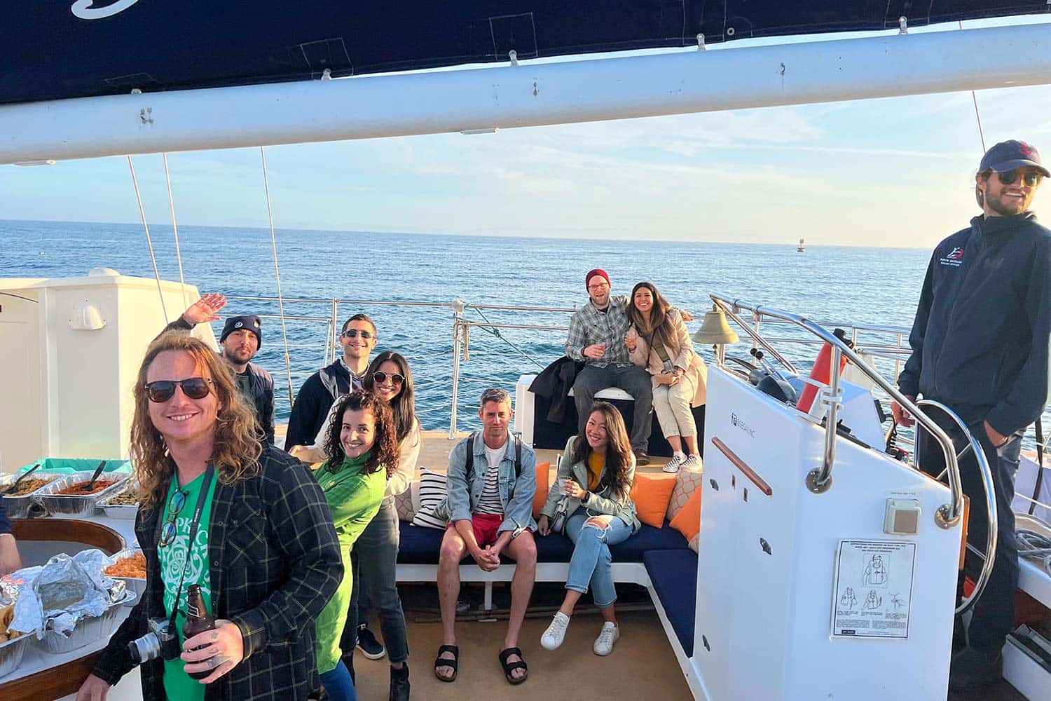 Jackpocket engineers on a boat