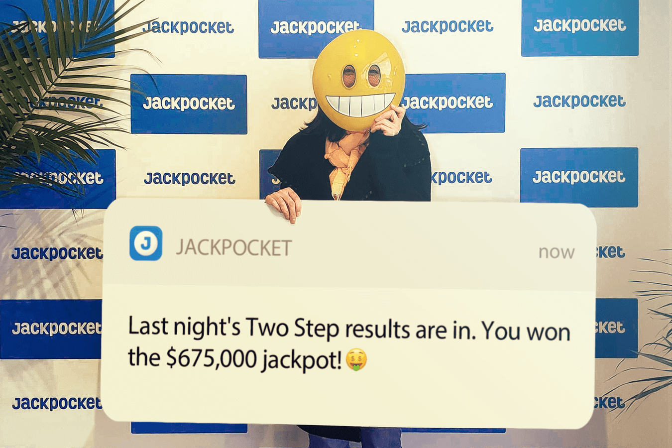 Two Step jackpot winner on Jackpocket app